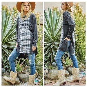 Longline Charcoal Tie-Dye High-Low Tunic